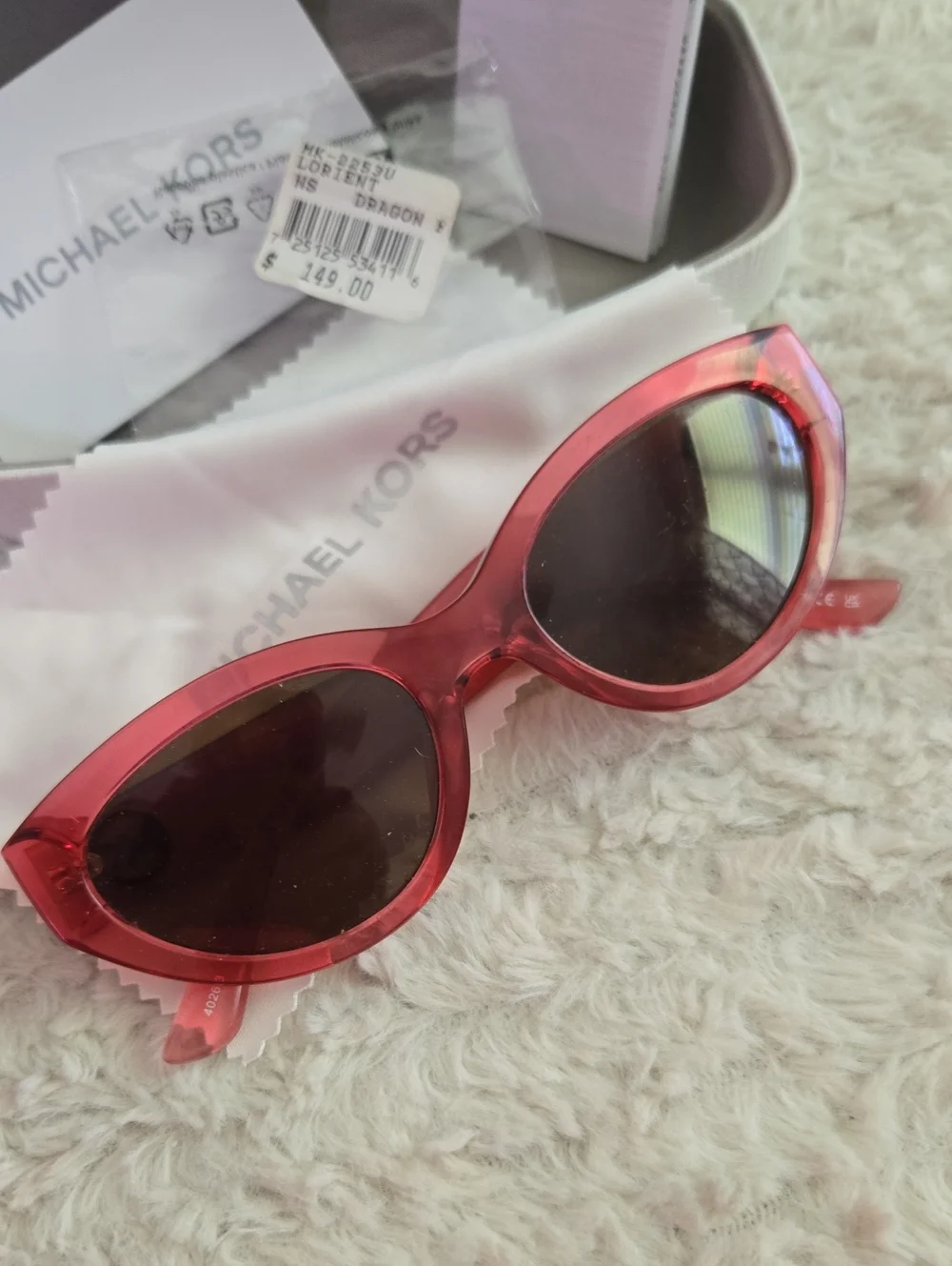 Michael Kors Red Cat-Eye Sunglasses With Case